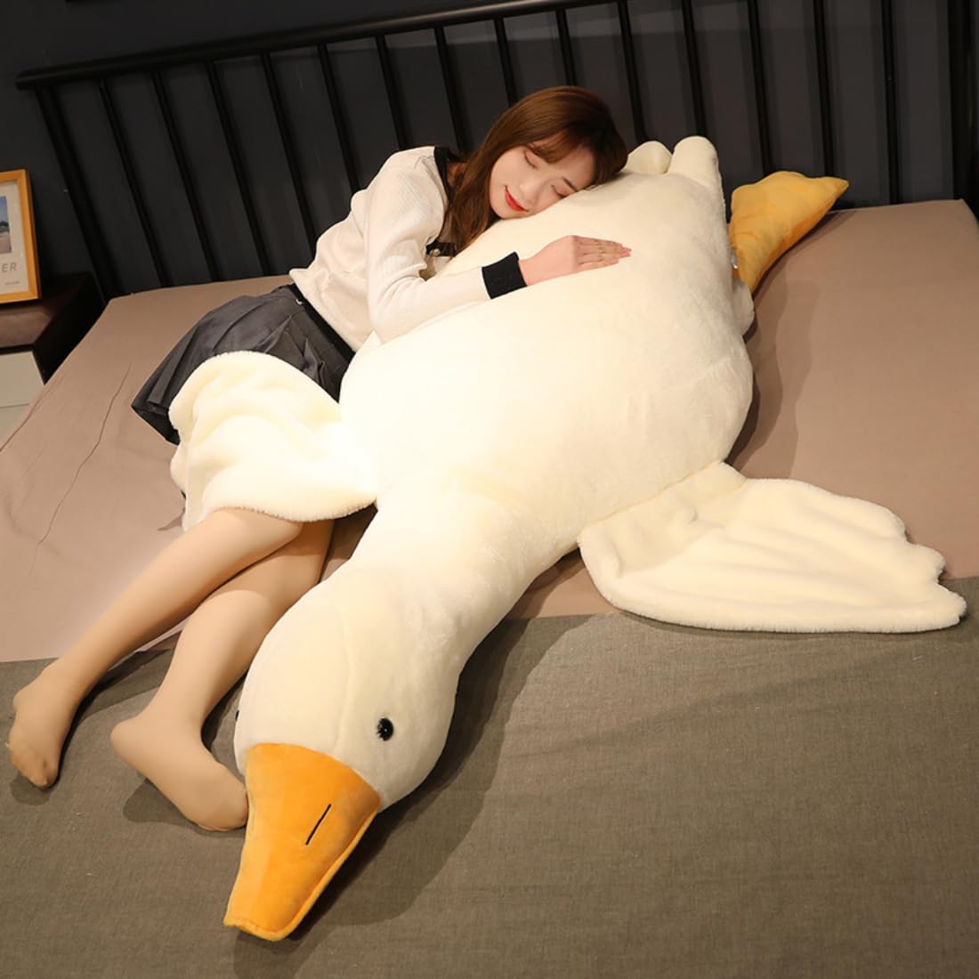 Giant Goose Stuffed Animal, 62.9 Inch Soft Goose Plush Pillow, Cute Duck Plush Toy Swan Plushie Doll Sleeping Hugging Pillows Gi